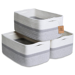NaturalCozy storage baskets rectangular 3-pack on shelf for tidy kids' toys.