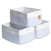 NaturalCozy Storage Baskets demonstrate structural firmness for wrinkle-free organization on shelves.