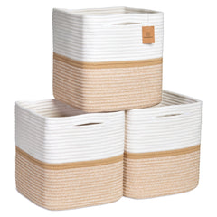 NaturalCozy storage cubes 11-inch basket assembled on a shelf for tidy organization.