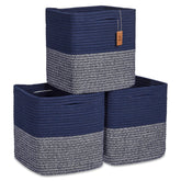 NaturalCozy storage cubes 11-inch cotton rope basket folded for compact storage.