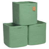 NaturalCozy Storage Cubes 11-inch folded setup showing crease-free shape on shelves.