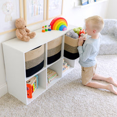 NaturalCozy storage cubes 3pack display shows space-efficient bins for shelves and closets