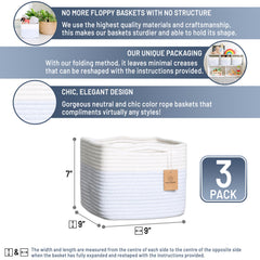 NaturalCozy storage cubes 9x9x7 inch dimensions shown for shelf planning.
