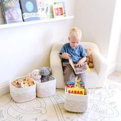 NaturalCozy storage cubes feature reinforced hidden handles for easy lifting.