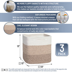 NaturalCozy woven cotton rope basket close-up shows reinforced stitching