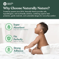 Naturally Nature Adhesive-Strip Closeup highlights secure fit for wriggly toddlers.