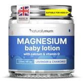 NaturallyMum Baby Magnesium Lotion bottle front with lavender aroma for bedtime routines
