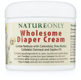 NatureONLY Wholesome Diaper Cream bottle showing gentle, organic formulation for soothing baby skin.