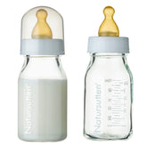 Natursutten glass baby bottle 8oz front view showcases durable borosilicate glass for safe feeding