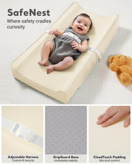 Navari soft hypoallergenic surface provides gentle skin contact during changes.