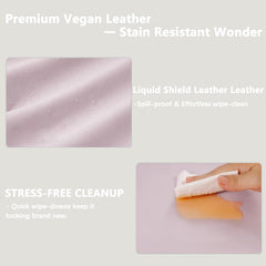 Navari vegan leather changing pad cover provides durable, tear-resistant material that lasts through months.