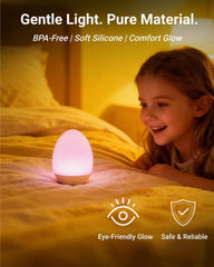 NAWIQI Egg Night Light offers seven colors to tailor mood during bedtime routines.