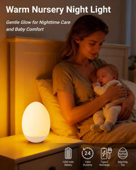 NAWIQI Egg Night Light portable design brightens travel nursery moments.