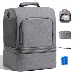 NCVI breast pump bag top layer keeps pump organized for quick access.