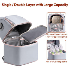 NCVI breastmilk cooler bag grey with two ice packs for cooling during transport