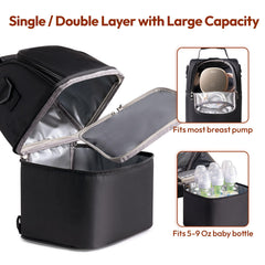 NCVI Breastmilk Cooler Bag interior insulation close-up for bottle protection