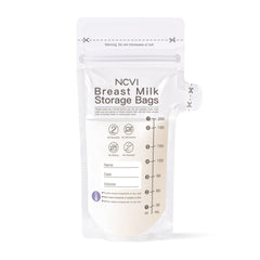 NCVI breastmilk storage bags with dual-seal closeup offer secure, hygienic pre-sealed convenience.