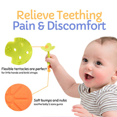 Nearbyme baby teether pineapple with clip features soft silicone for soothing teething.