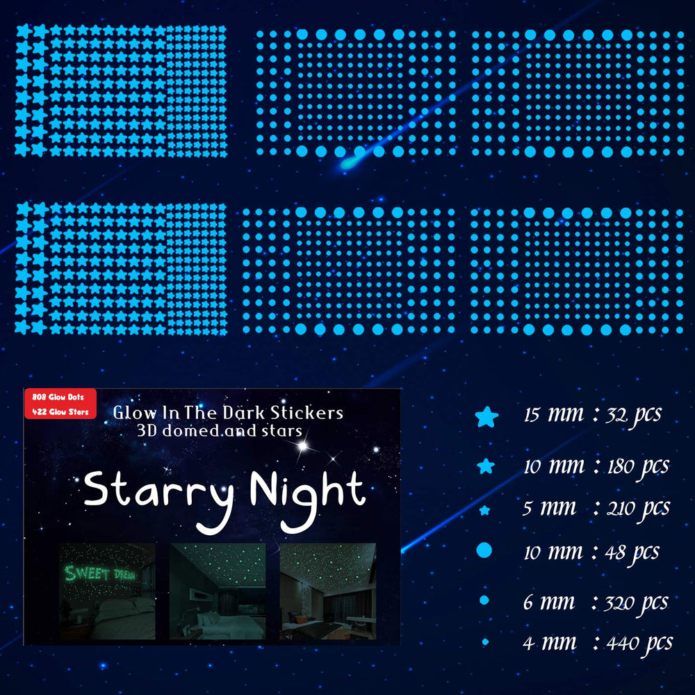 Neasyth Glow Stars packaging shows a 1230-piece blue glow set for starry decor