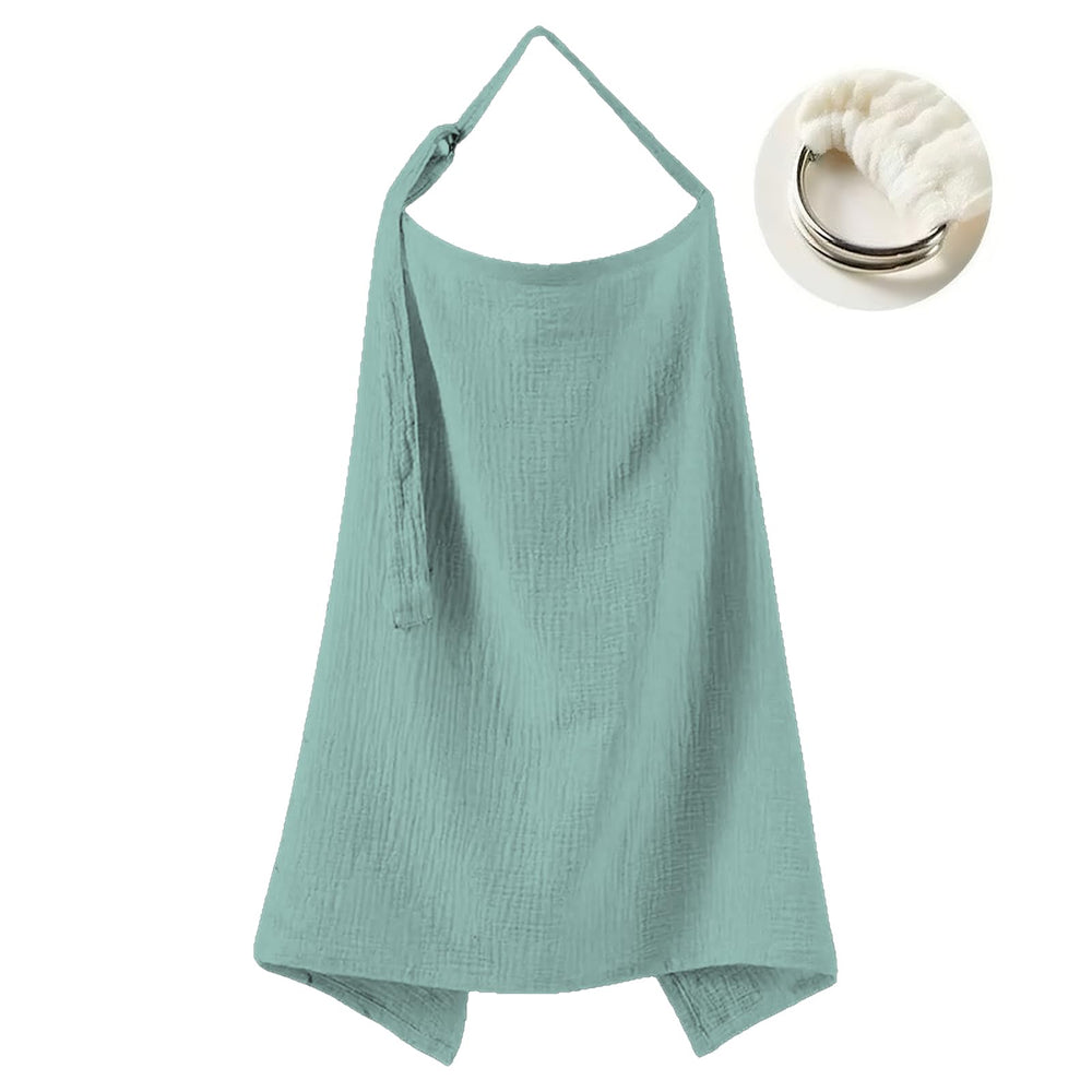 Neblueum nursing cover with arch neckline supports eye contact and airflow during feeds.