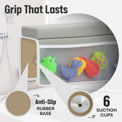Neekomfort elbow rest with secure suction cups prevents slips during baths.
