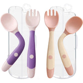 NeigeTec travel-case toddler utensils, ideal for on-the-go self-feeding.