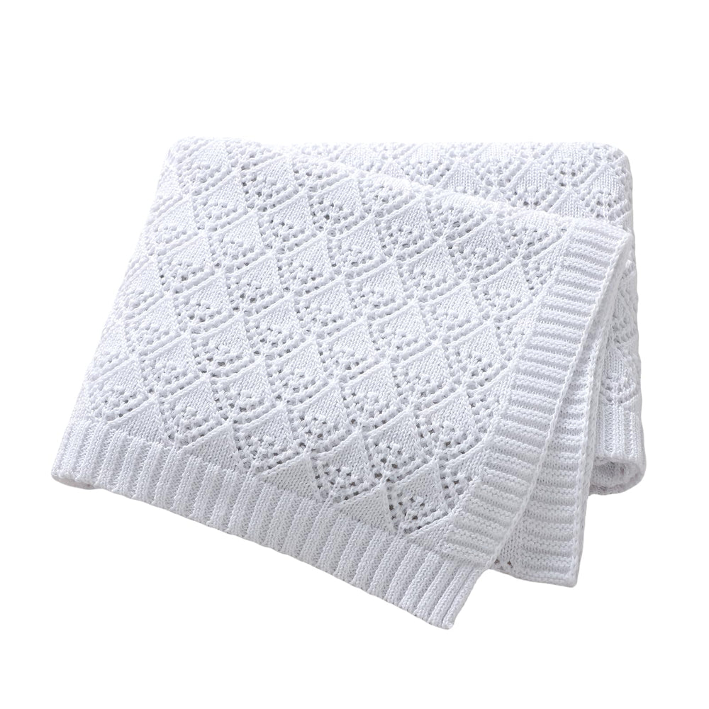 Neiwech cotton cellular baby blanket knitted swaddle offers gentle warmth
