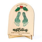 NELXI baby's first Christmas wooden footprint ornament for timeless nursery keepsakes
