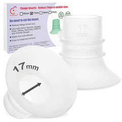 NENESUPPLY 17mm flange insert shows cross-brand compatibility for comfortable pumping across popular flanges.