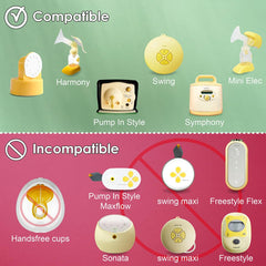 Nenesupply not-original parts laid out to show interchangeable compatibility with Medela.