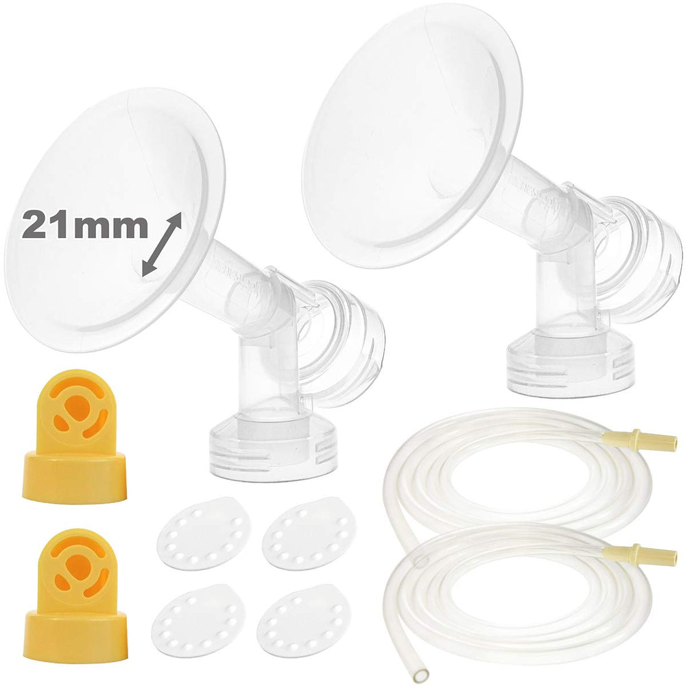 NENESUPPLY 21mm breastshields shown for comfortable, Medela-compatible pumping sessions.