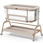 NeoBorn 3in1 baby bassinet bedside shows compact setup for easy nighttime soothing.