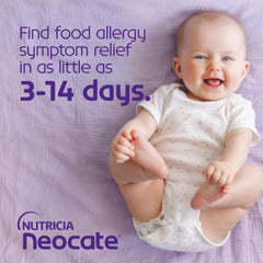Neocate Infant prepared formula in glass shows ready-to-use option.