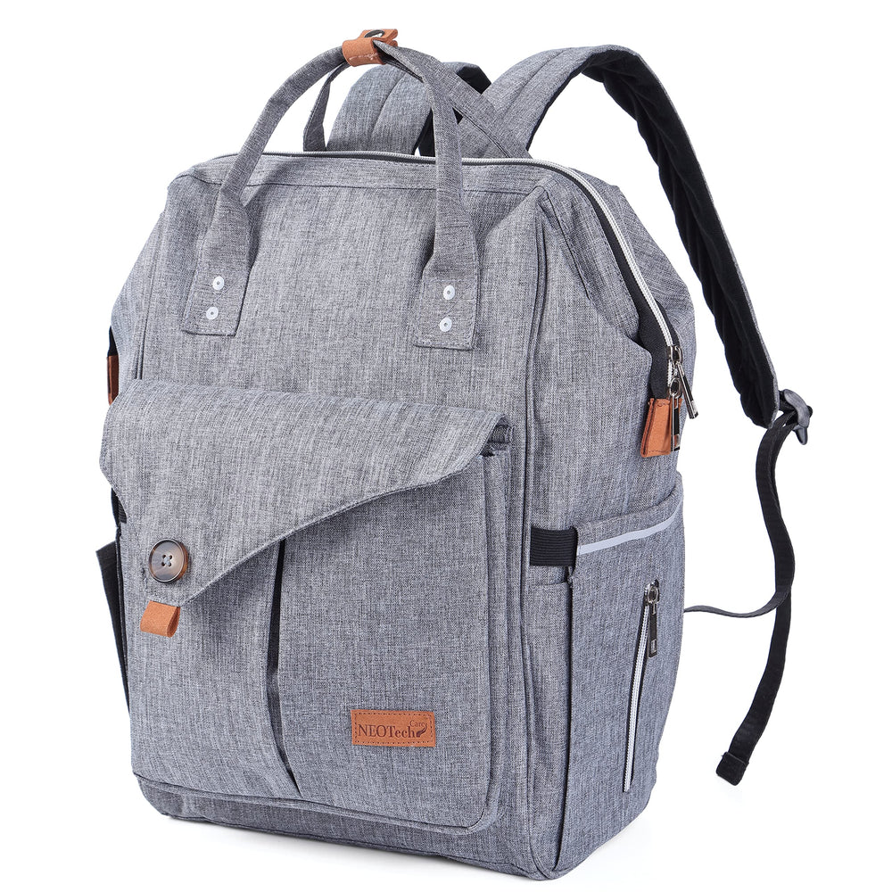 NeoTech Care diaper bag backpack gray open for easy access during diaper changes
