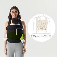 Nest Blanche baby carrier back view highlights balanced support