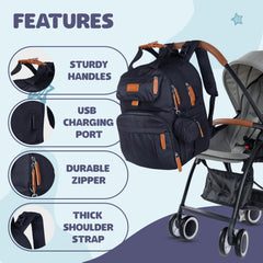 Nestlys Expandable Diaper Bag Backpack inner compartments reveal easy baby-essentials organization.