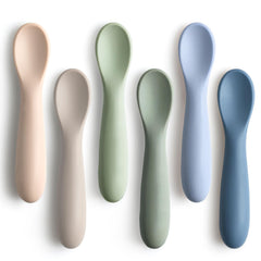 NETANY 6-pack baby spoons with pastel colors for gentle self-feeding.
