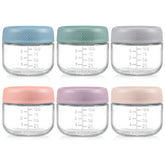 NETANY 6-pack 4oz glass baby jars with airtight lids for mess-free meals.