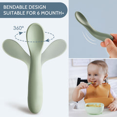NETANY bendable-handle spoons demonstrating easy learning and reduced mess.