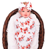 Newborn Swaddle Blanket floral knit close-up showing soft texture for snuggling.