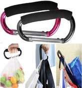 Newraturner stroller hooks pair secures bags for hands-free strolls