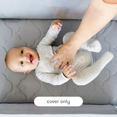 Newton Baby Extra Bassinet Cover gray close-up stitching highlights durability and build quality.