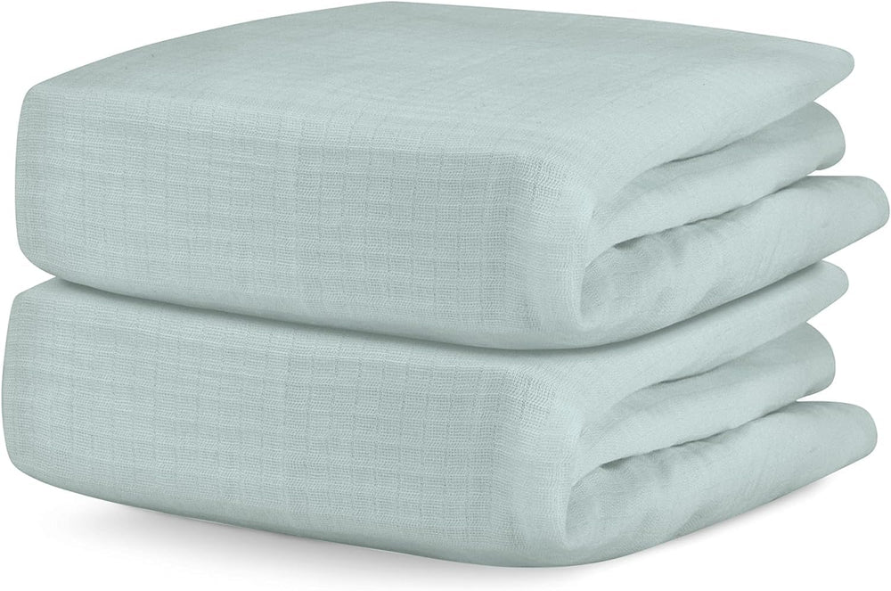 Newton Baby fitted crib sheet sage packaged for nursery setup
