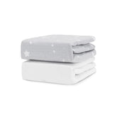 Newton Baby fitted crib sheet Stardust Grey on mattress with breathable organic cotton comfort