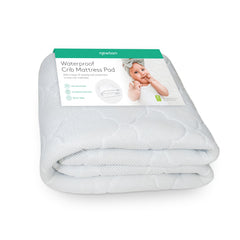 Newton Baby waterproof crib mattress pad waterproof layer keeps mattress dry and clean.