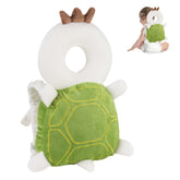 Newvenper baby head protector backpack front view turtle design provides gentle head protection.