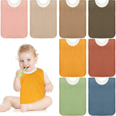 Newwiee 8 Pcs Large Muslin Pullover Bibs front view for full-coverage drool protection.