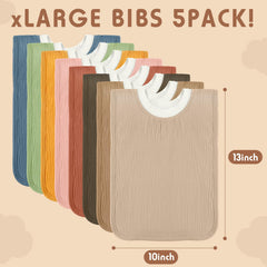 Newwiee 8 Pcs Bibs side view showing easy-slip pullover design for comfortable wear.