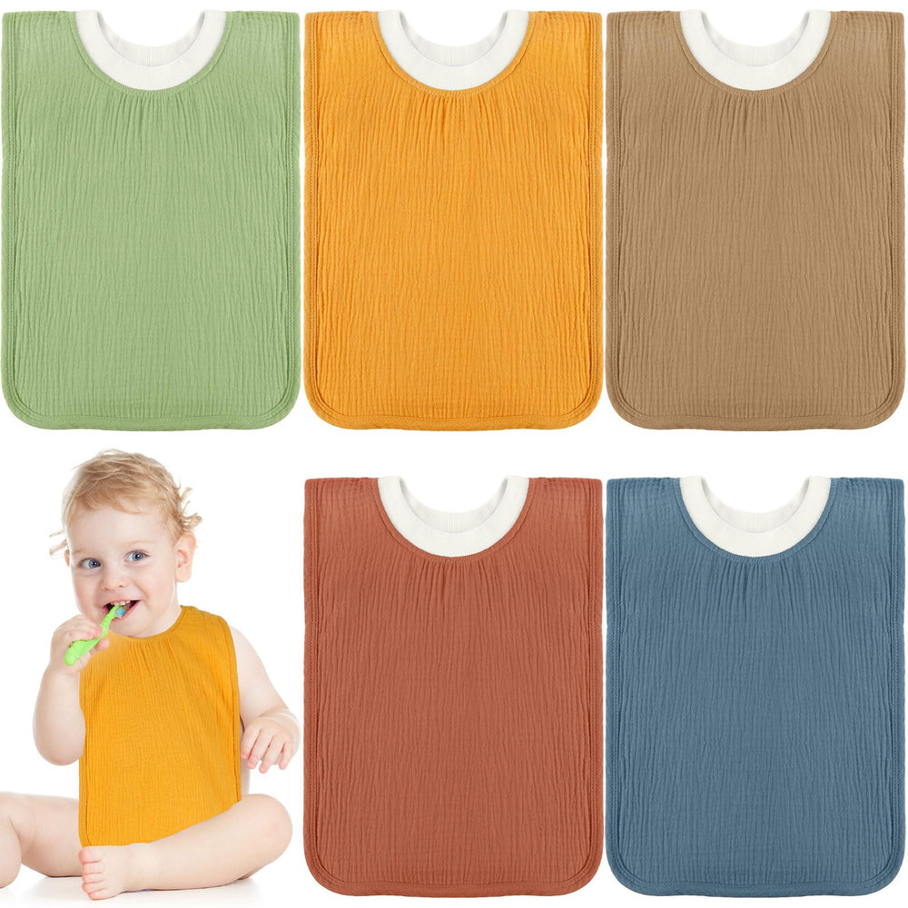 Newwiee Baby Bib pullover five-pack colorful for easy outfits and all-day protection.