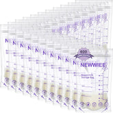 Newwiee breastmilk bags packaging shows 600-count box for organized storage
